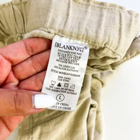 BlankNYC Size L Linen Blend Pull-On High Rise Shorts Cream - Picture 6 of 8